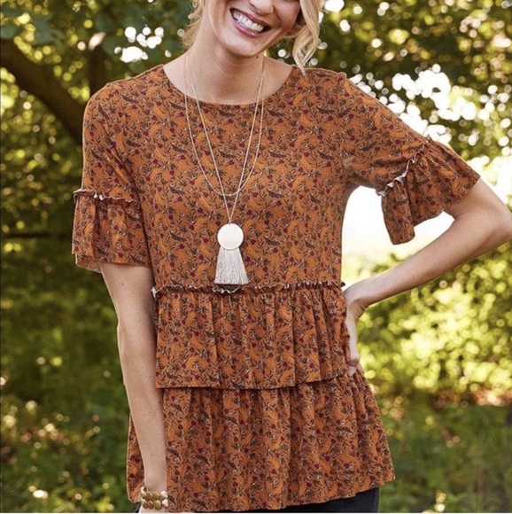 Matilda Jane Tops - Matilda Jane Rust Floral Blouse